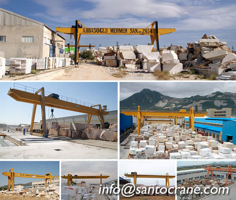 ग्रेनाइट और संगमरमर पत्थर उठाने के लिए 80ton हैवी ड्यूटी डबल गर्डर गैन्ट्री क्रेन
