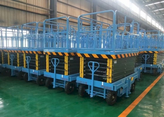 लेवल अलार्म बैलेंस वाल्व के साथ मोबाइल 14m 450kg हाइड्रोलिक लिफ्टिंग प्लेटफॉर्म